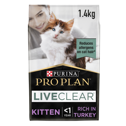 PRO PLAN LIVECLEAR KITTEN, ALLERGEN REDUCING DRY CAT FOOD WITH TURKEY 1.4 KG